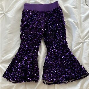 Girls Purple Sequin Flared Bottoms